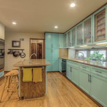 colorful kitchen with island