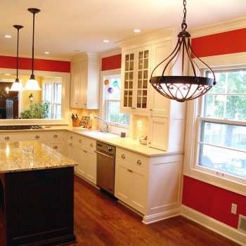 bright red color in kitchen remodel