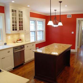 kitchen remodel with a pop of red