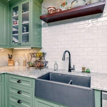 pop of color kitchen cabinets - green