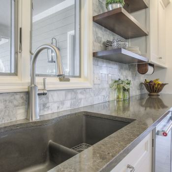 open cabinetry in kitchen remodel