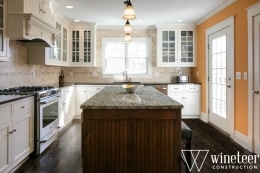 bright kitchen cabinets and lighting