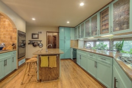 colorful kitchen with island