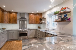 wood and gray cabinetry