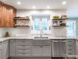 open shelving in kitchen remodel