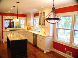 bright red color in kitchen remodel