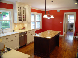 kitchen remodel with a pop of red