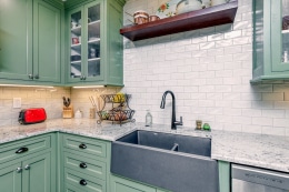 pop of color kitchen cabinets - green