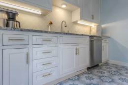 white lower cabinets