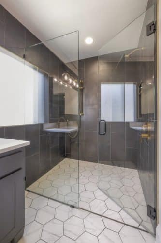 Gray and Gold Master Bathroom