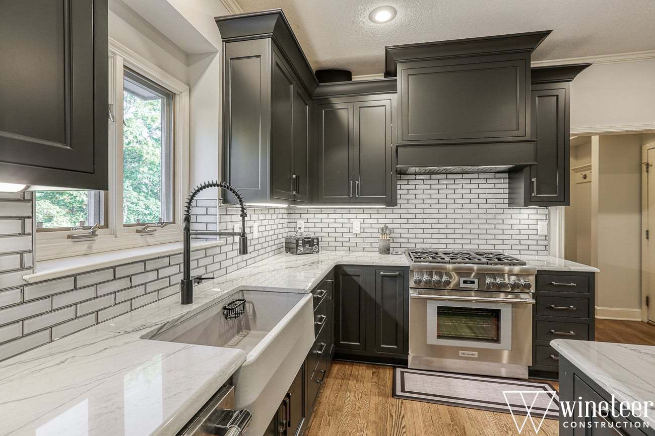 kitchen remodel with black cabinetry