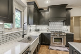 kitchen remodel with black cabinetry