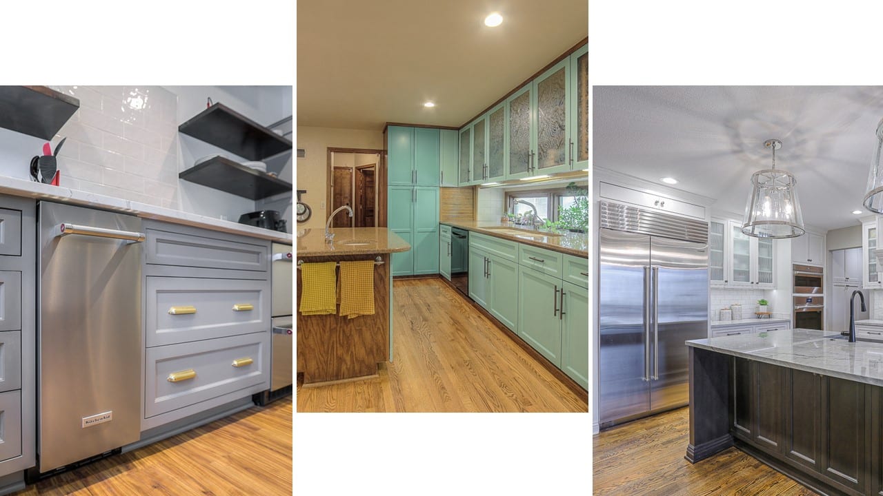 three different types of cabinets