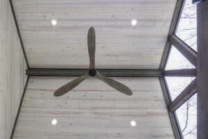 ceiling fan on vaulted gable ceiling