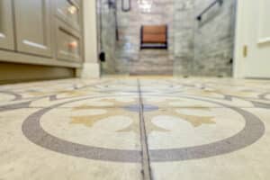 Quartetto tile floors in yellow and gray