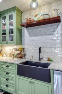 matte black apron front sink in kitchen remodel