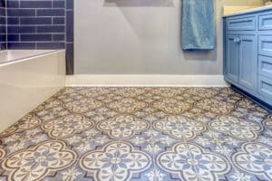 Quartetto tile floor in bathroom