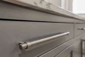 close up of stainless steel drawer pull