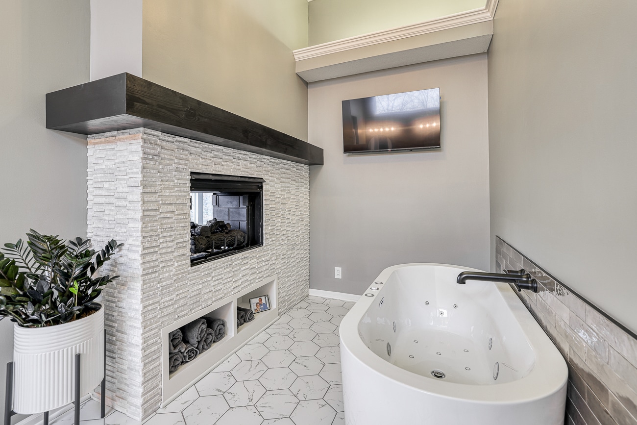 remodel bathroom with fireplace