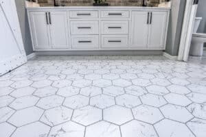 oversized hex tiles bathroom