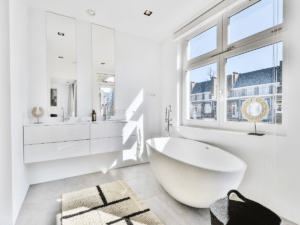 soaking tub in a bathroom remodel